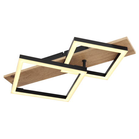 Stropné svietidlo, kov čierny matný, MDF so vzhľadom dreva, plast čierny matný, plast biely, DxŠxV: