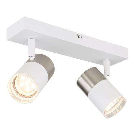 Nástenné svietidlo, kov biely, hliník nikel matný, hliník biely, plast transparentný, DxŠxV: 260x60x