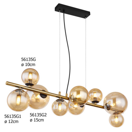 Náhradné sklo jantárové Ø 12 cm pre 56135-13H, 56135-3W, 56135-4T, 56135-6S, 56135-9D, 56135-9H