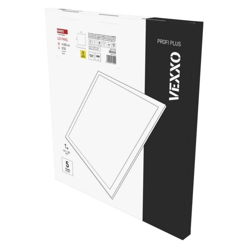 LED panel VEXXO 60×60, prisazeny štvorcový biely, 33W neutrálna biela UGR