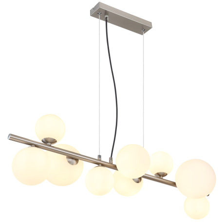 Závesné svietidlo, nikel, sklo biele, kábel PVC transparentný, DxŠxV: 870x345x1200mm, sklo ø: 4x10cm