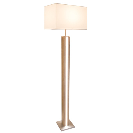 Stojacia lampa, MDF imitácia dreva, kov farby dub, textil béžová, tlačidlový spínač, stmievateľná, s