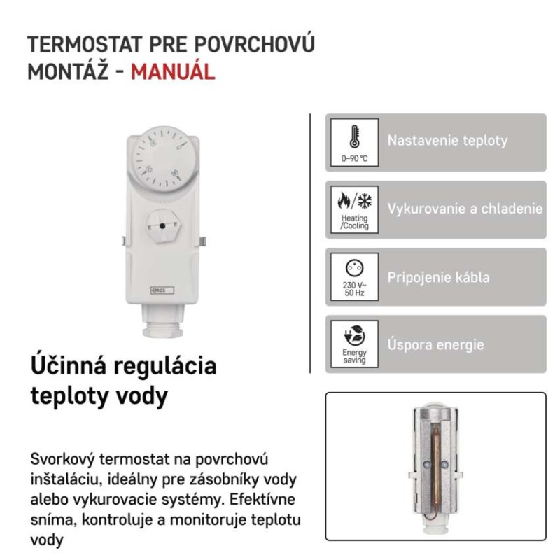 Príložný manuálny termostat P5681