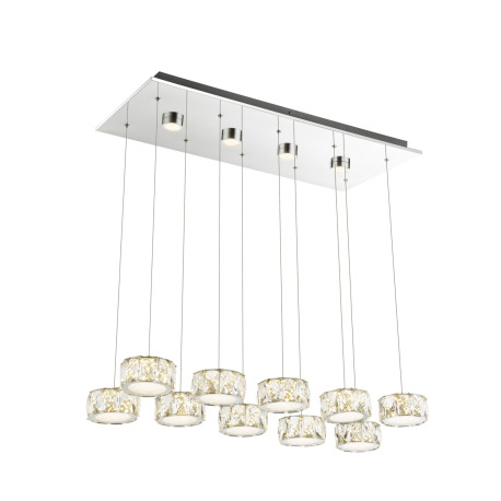 Závesné svietidlo, kov, chróm, akryl, sklenené kryštály, 4 LED spoty vo vrchnej časti svietidla, DxŠ