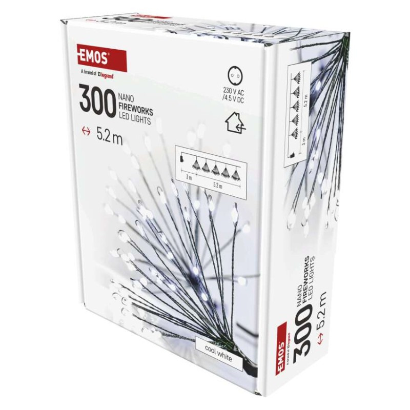 LED svetelná reťaz – svietiace trsy, nano, 5,2 m, vnút., studená biela, časovač