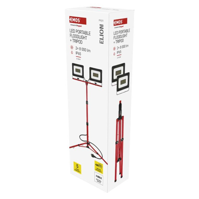 LED reflektor ELION, 2×50W + trojnožka, neutrálna biela