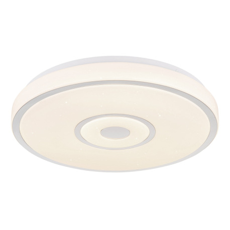 Stropné svietidlo, kov biely, plast biely s trblietavým efektom, chrómový krúžok, ø: 380mm, V: 65mm,