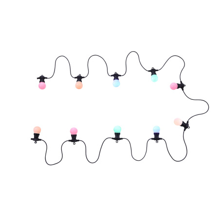 LED svetelná reťaz, plast čierny, plast opál, IP44, D:4500mm, vzdialenosť medzi LED 500mm, napájací