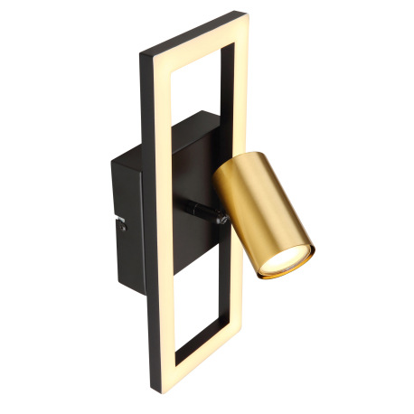 Nástenné svietidlo kov čierny matný, kov mosadz matná, plast biely, ŠxV: 130x350mm, H: 150mm, vrátan