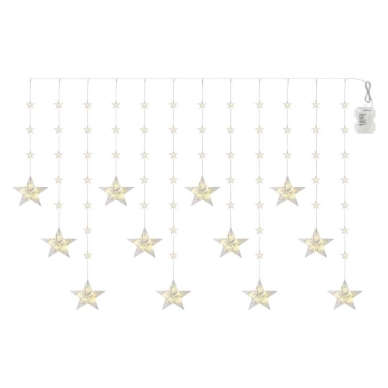 Vianočná LED girlanda – hviezdy, 1,7 m, 3x AA, do interiéru, teplá biela, časovač
