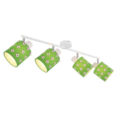 Stropné svietidlo, kov biely, chróm, plast zelený a biely, futbalový vzor, pohyblivé, bez žiaroviek