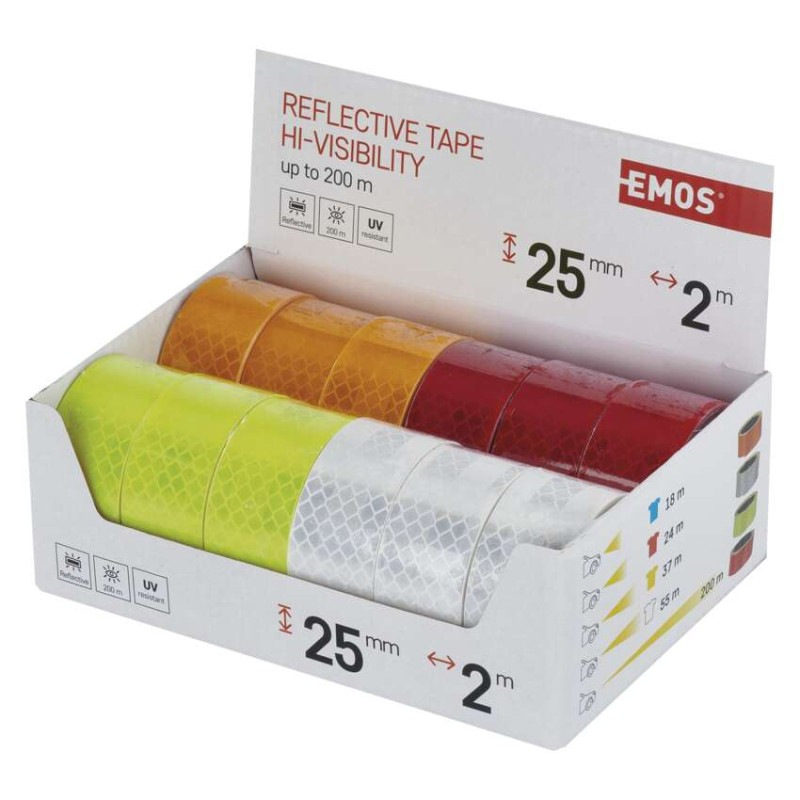Reflexná páska 25 mm / 2m, 12 ks, display box