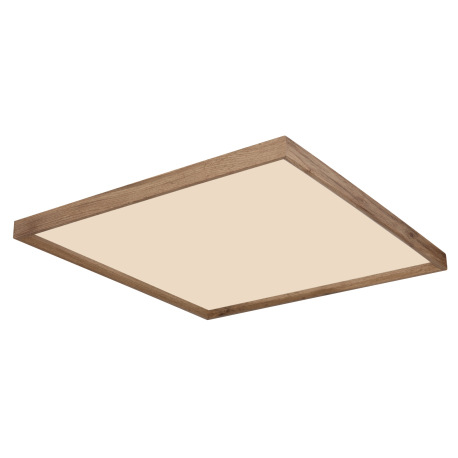 Stropné svietidlo, kov biely, MDF vzhľad dreva, plast opál, fixácia farby, DxŠxV:600x600x85mm, vráta