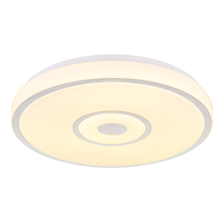 Stropné svietidlo, kov biely, plast biely s trblietavým efektom, chrómový krúžok, ø: 380 mm, V: 65 m