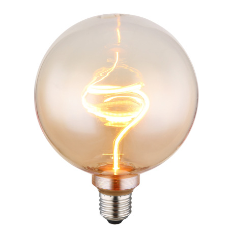 LED žiarovka, sklo jantárové, ø: 125mm, V: 164mm, 1xE27 LED 4W 230V, 240lm zdroj, 240lm výstup, 1800