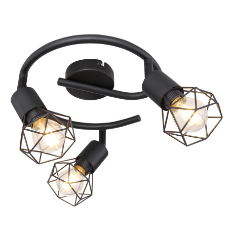 Stropné svietidlo, kov čierny, Ø230, V: 180, bez žiaroviek 3xE14, max. 40W 230V