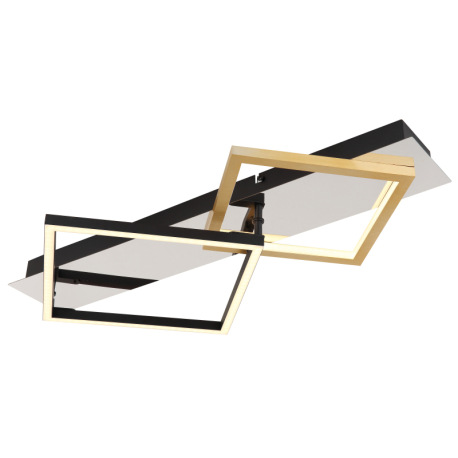 Stropné svietidlo, kov chróm, kov čierny matný, brúsený hliník zlatej farby, plast biely, DxŠxV: 590