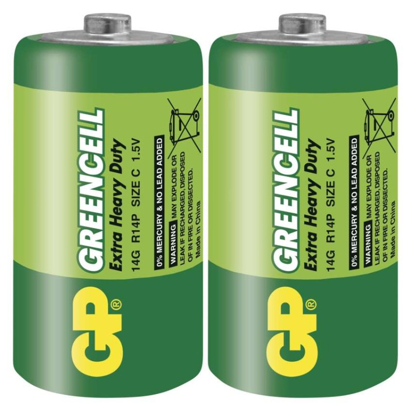 Zinko-chloridová batéria GP Greencell R14 (C), 2 ks