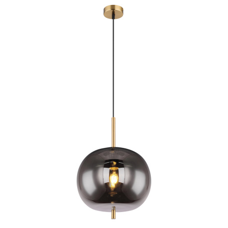 Závesné svietidlo, kov čierny, mosadz, dymové sklo, ø: 300mm, V:1200mm, bez žiarovky 1x E27, max. 60