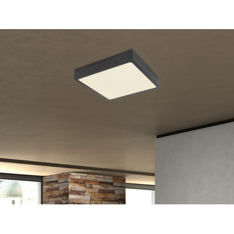 Stropné svietidlo, hliník čierny, akryl opál satinovaný, DxŠxV: 220x220x26, vrátane 1xLED 28W 230V, 1