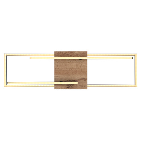 Stropné svietidlo, kov čierny, MDF vzhľad dreva, plast opál, otočné, DxŠxV:800x610x115mm, vrátane LE 4