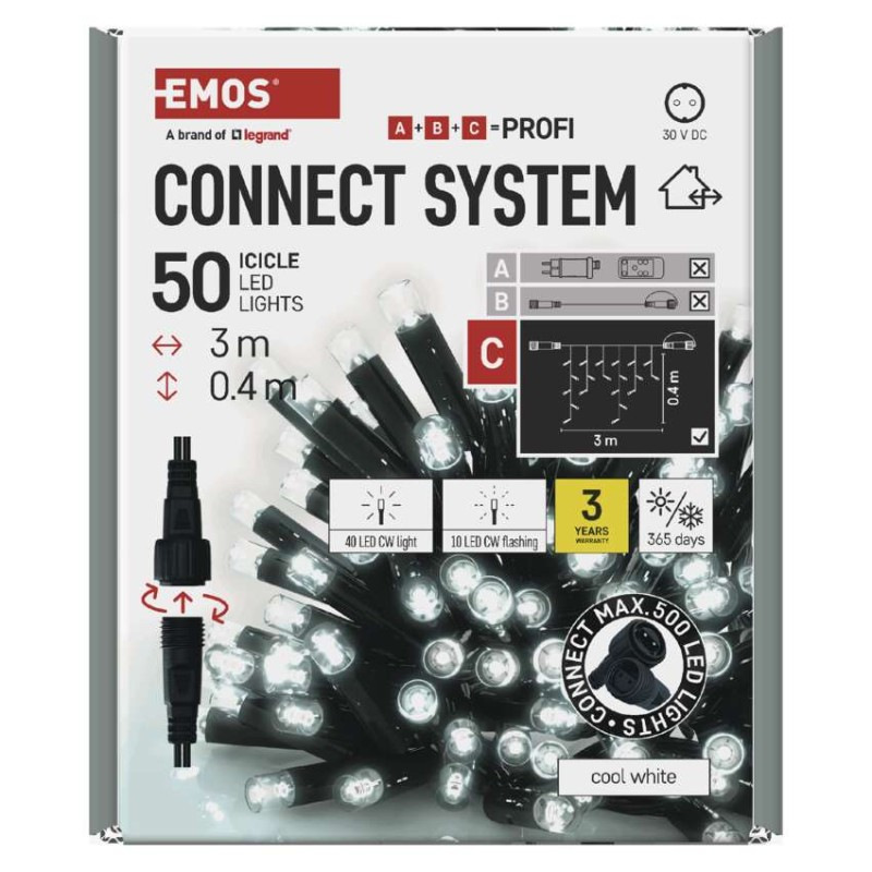 Profi LED spoj. reťaz preblikávajúca – cencúle, 3 m, vonkajšia, studená biela 8