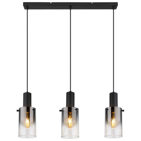 Závesné svietidlo, kov čierny, sklo dymové, priehľadné, kábel PVC čierny, možnosť skrátenia výšky, D 3