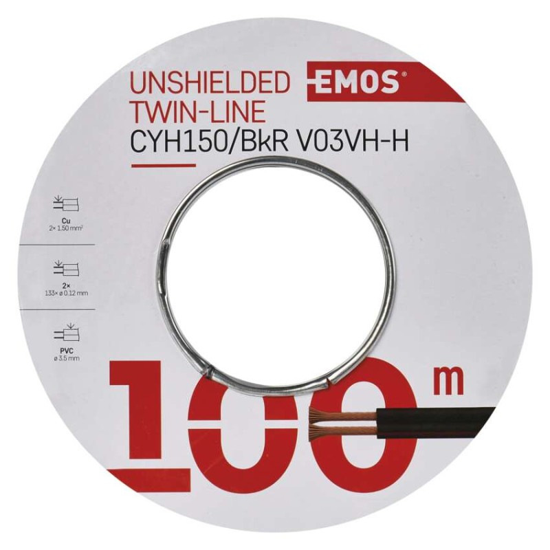 Dvojlinka netienená 2×1,5mm černo-rudá, 100m 2