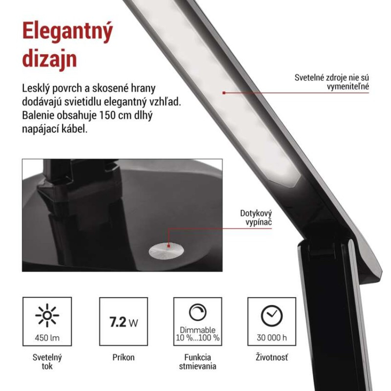 LED stolná lampa CHASE, čierna 5