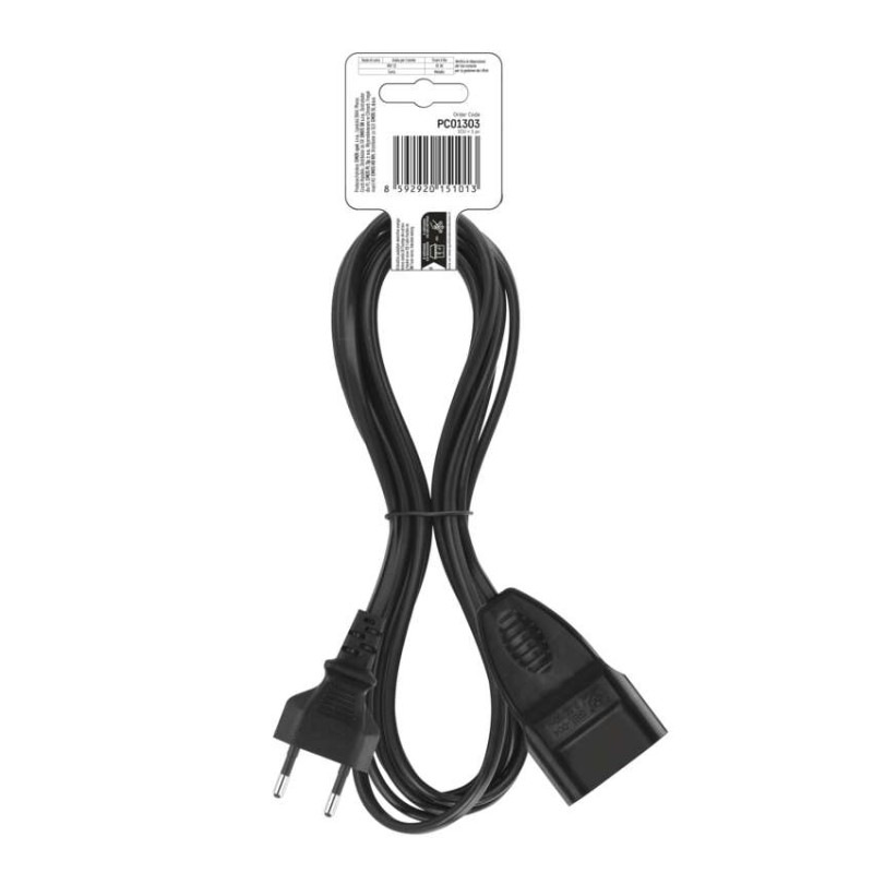 Dvojžilový pohyblivý prívod 3 m / 1 zásuvka / čierny / PVC / 0,75 mm2 4