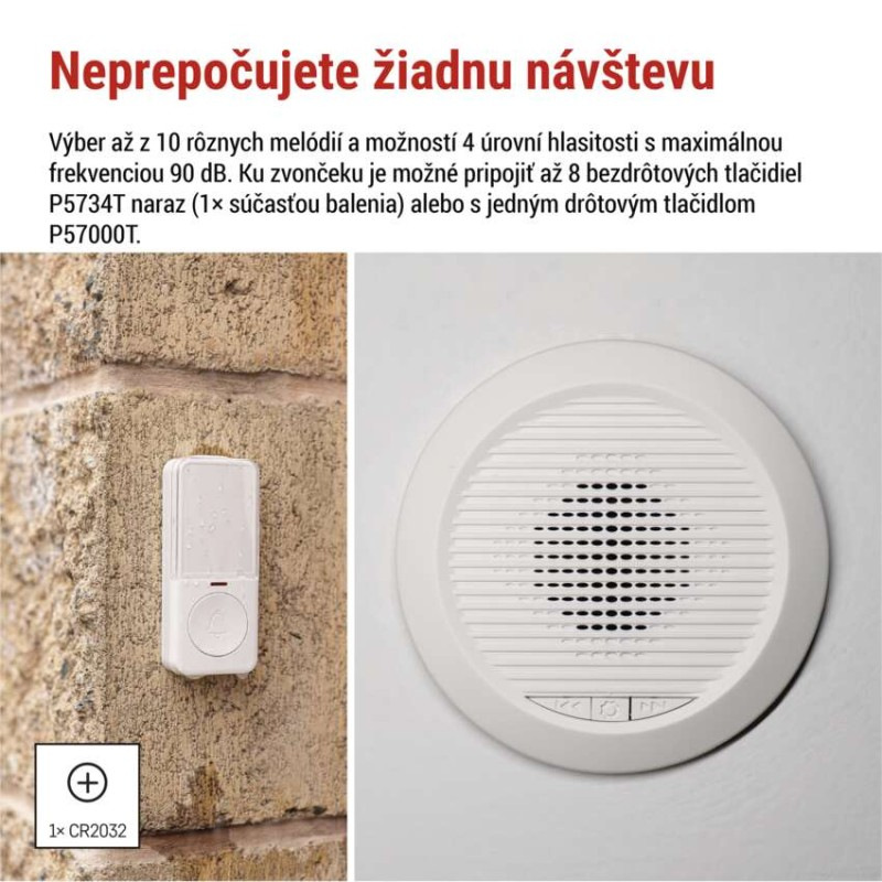 Domový drôtový/bezdrôtový zvonček P57103, vstavaný 4