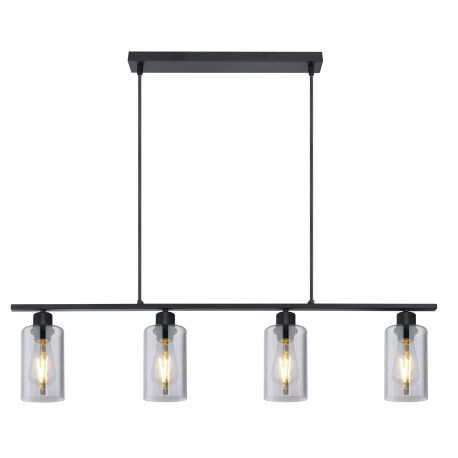 Závesné svietidlo, kov čierny matný, dymové sklo, DxŠxV:980x100x1200, bez žiaroviek 4xE27, max. 60W 4
