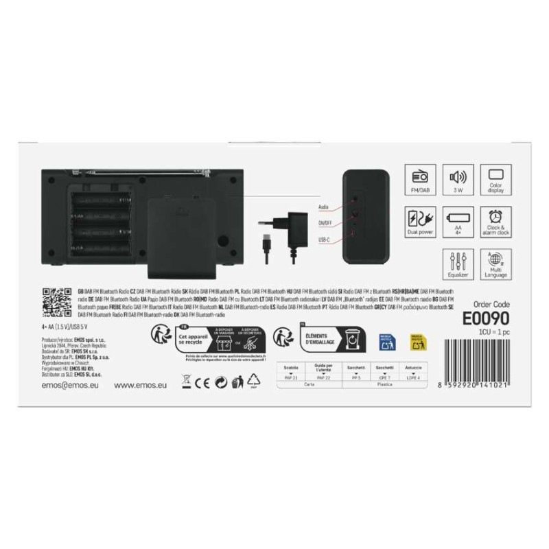 Prenosné rádio s Bluetooth P-600B, DAB / DAB+ / FM, čierne 12