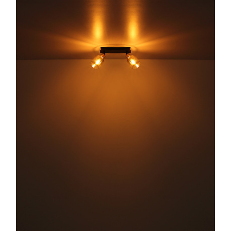 Stropné svietidlo, kov čierny matný, kov zlatý matný, sklo dymové, priehľadné, DxŠxV: 400x80x182mm, 13