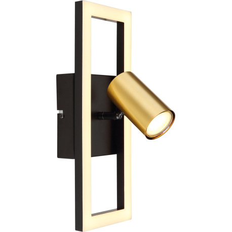 Nástenné svietidlo kov čierny matný, kov mosadz matná, plast biely, ŠxV: 130x350mm, H: 150mm, vrátan 2