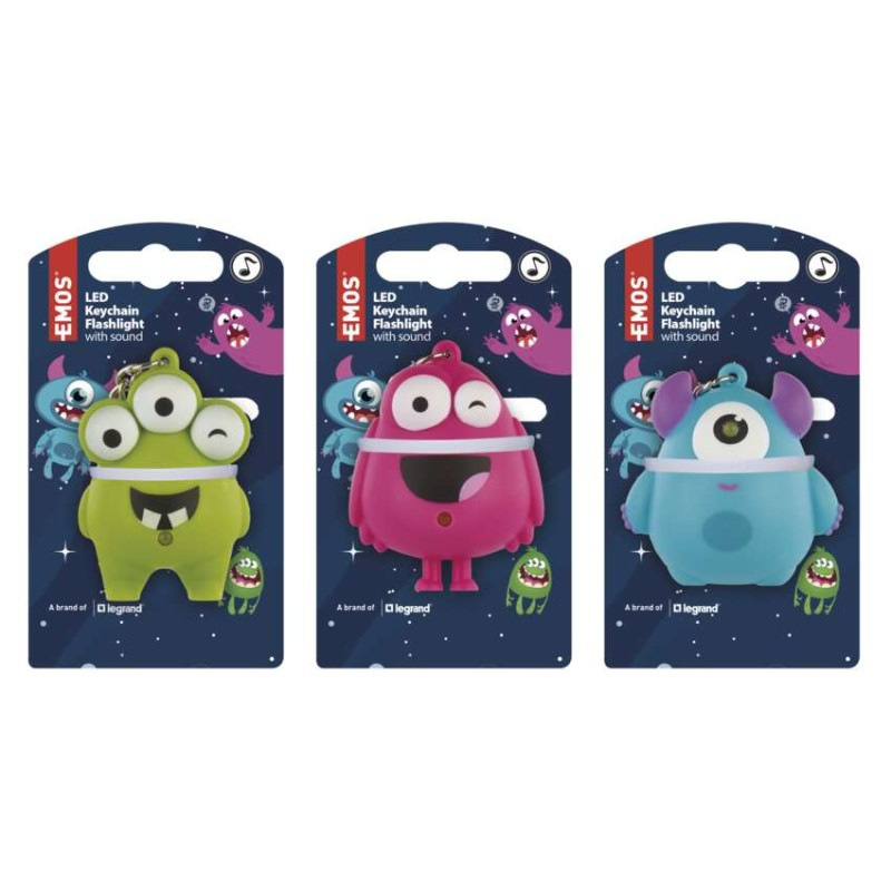 LED kľúčenka - príšerky so zvukom, 18 ks, display box 3