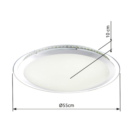 Stropné svietidlo, chróm, plast biely, trblietavý efekt, zmena farby svetla 3000 až 6000K, stmievate 14