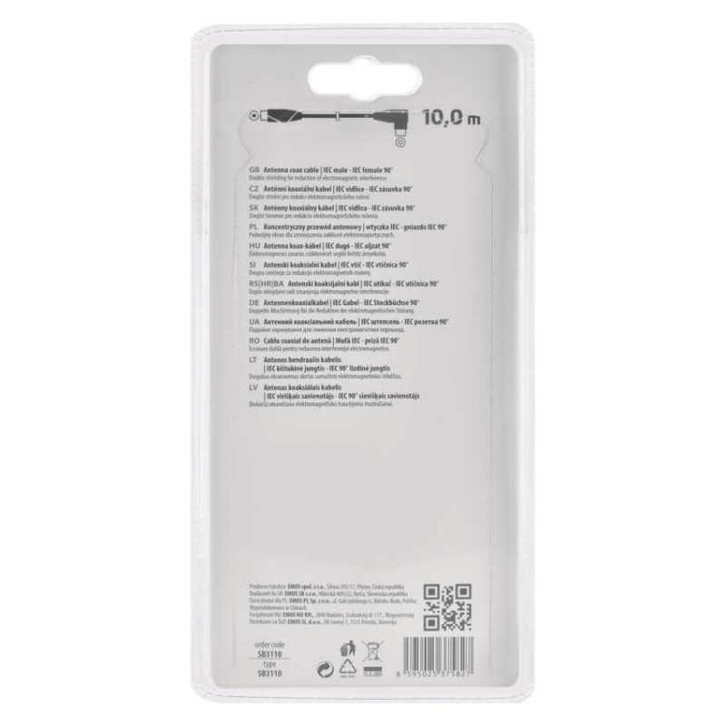 Anténny koaxiálny kábel tienený 10m - uhlová vidlica 1