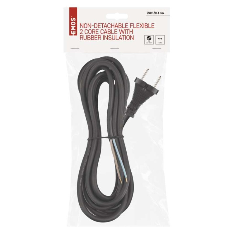 Flexo šnúra gumová 2× 1,5mm2, 5m, čierna 1