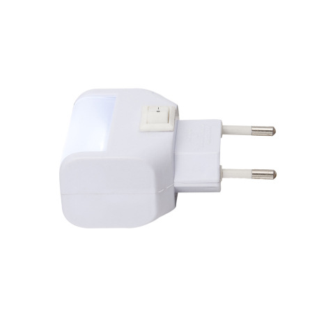 Svietidlo do zásuvky, plast biely, plast satinovaný, vypínač, DxŠxV: 47x25x70, vrátane 4xLED 0,06W 2 4