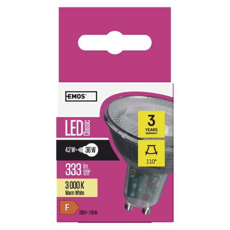 LED žiarovka Classic MR16 / GU10 / 4,2 W (36 W) / 333 lm / teplá biela 5