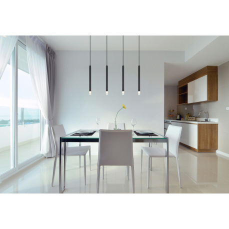 Závesné svietidlo, kov čierny, akryl satinovaný, číry, kábel PVC čierny, DxŠxV: 760x80x1200mm, bez ž 11