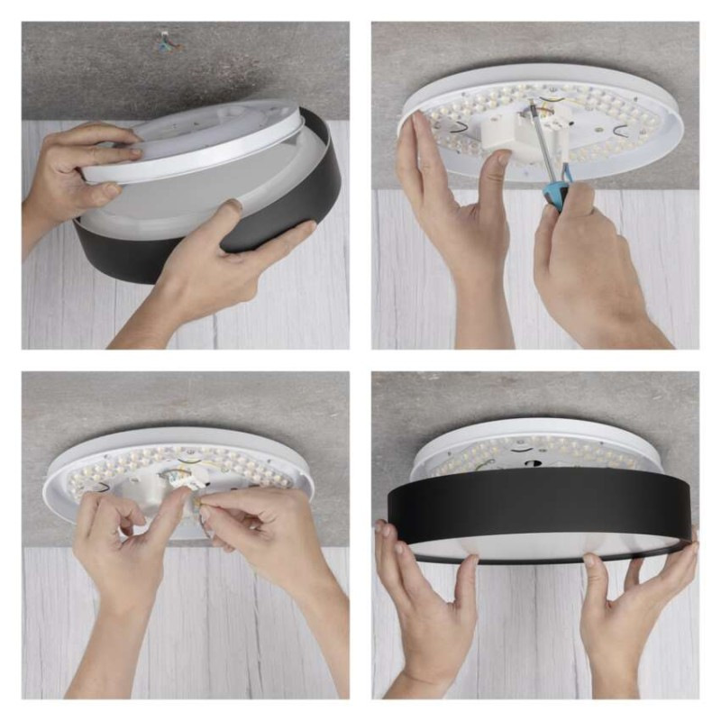 LED prisadené svietidlo RORI kruhové, čierné,17W, CCT 14