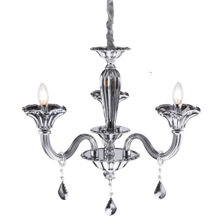 Luster, kov, chróm, sklo, K5 kryštály dymové, Ø: 620, V: 1450, bez žiaroviek 3xE14, max. 40W 230V 2