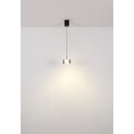 Závesné svietidlo, čierny matný kov, dymové sklo, číry akryl, čierny PVC kábel, možnosť skrátenia vý 5