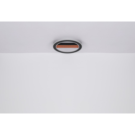 Stropné svietidlo, kov čierny, drevo tmavohnedé, akryl biely, ø: 450mm, V:55mm, vrátane LED 30W 230V 20