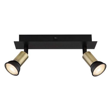 Nástenné svietidlo kov čierny matný, kov zlatej farby, kolískový vypínač na výrobku, DxŠxV: 250x60x9 11