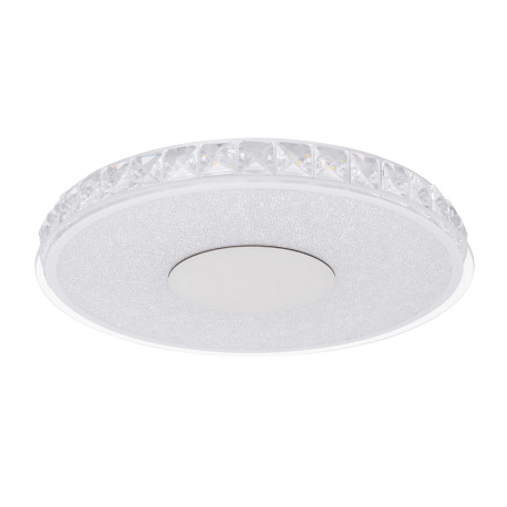 Stropné svietidlo, kov strieborný, sklo opál, plastové krištále priehľadné, Ø300, V:40, vrátane 1xLE 7