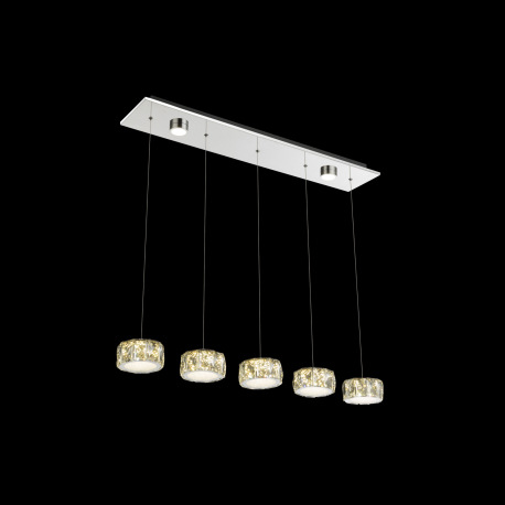 Závesné svietidlo, kov, chróm, akryl, sklenené kryštály, 2 LED spoty vo vrchnej časti svietidla, DxŠ 8