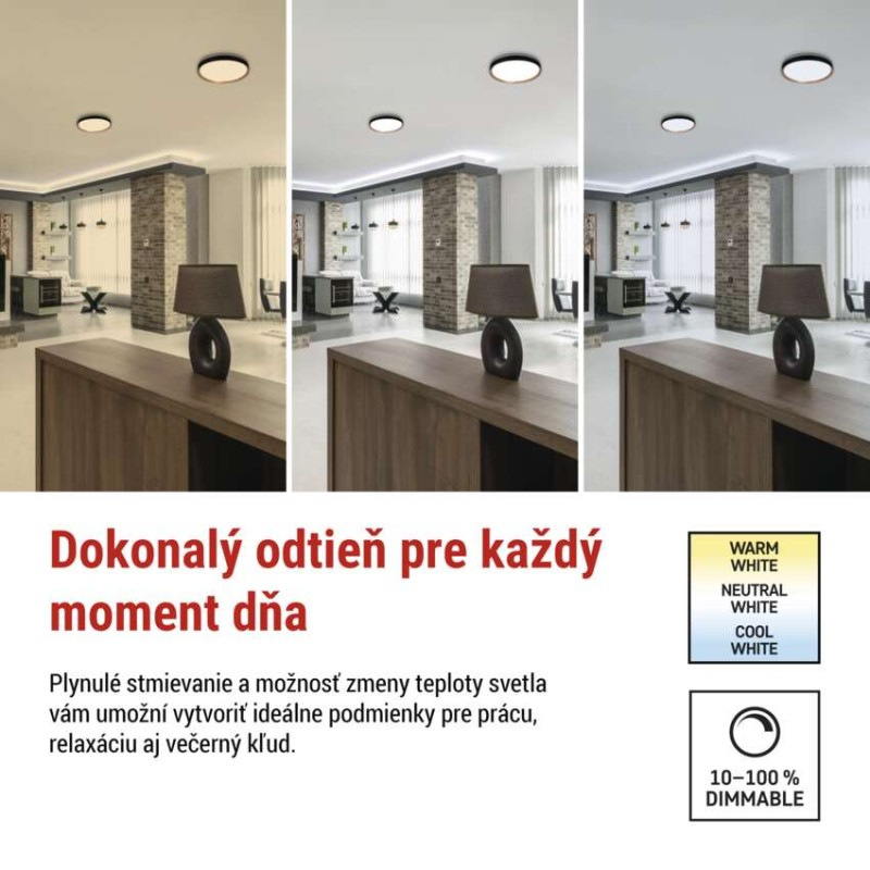 LED nástenné svietidlo ILVI, kruhové 30 W, stmievanie + CCT, čierna + drevo 6
